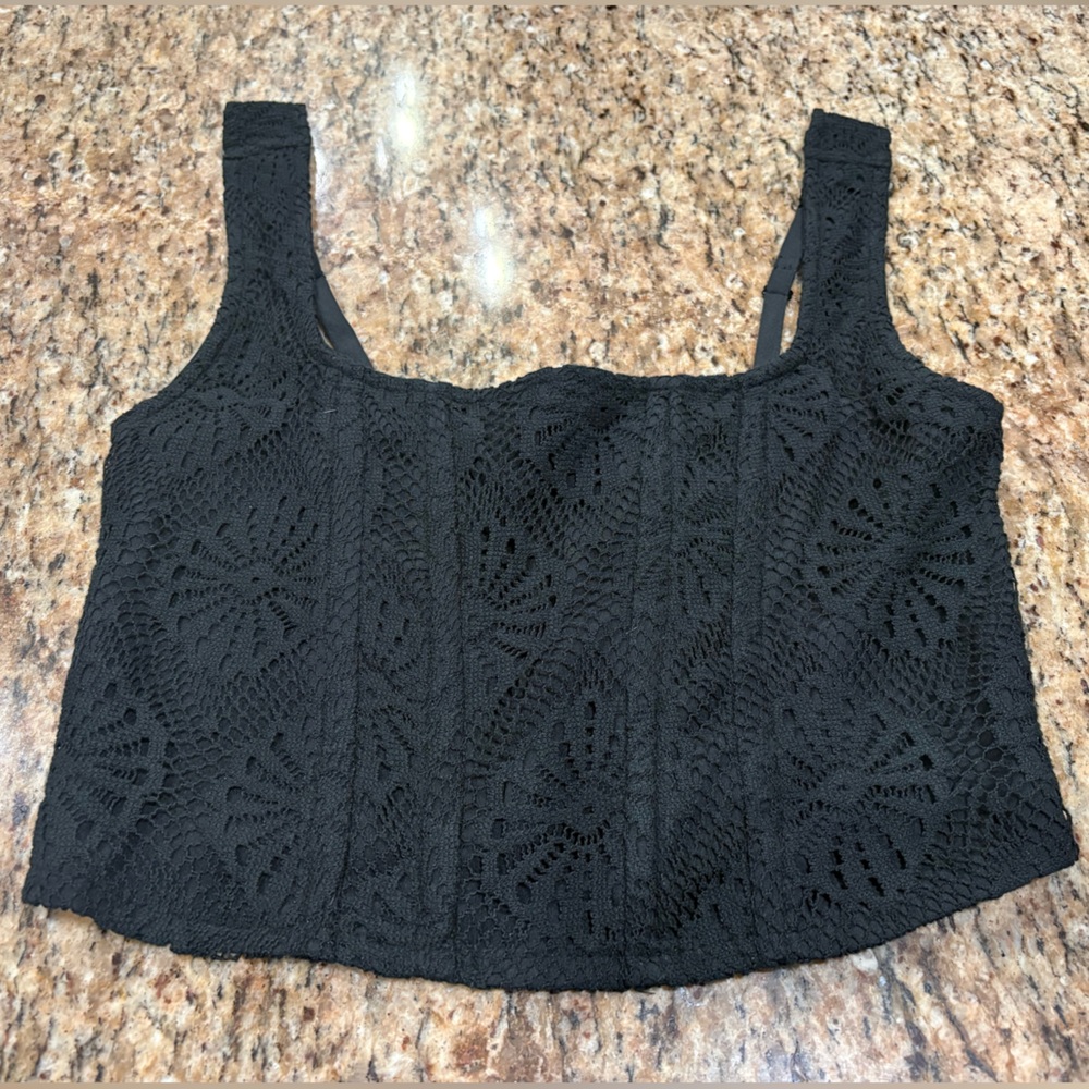 American Eagle AE lace corset tank black size Small
